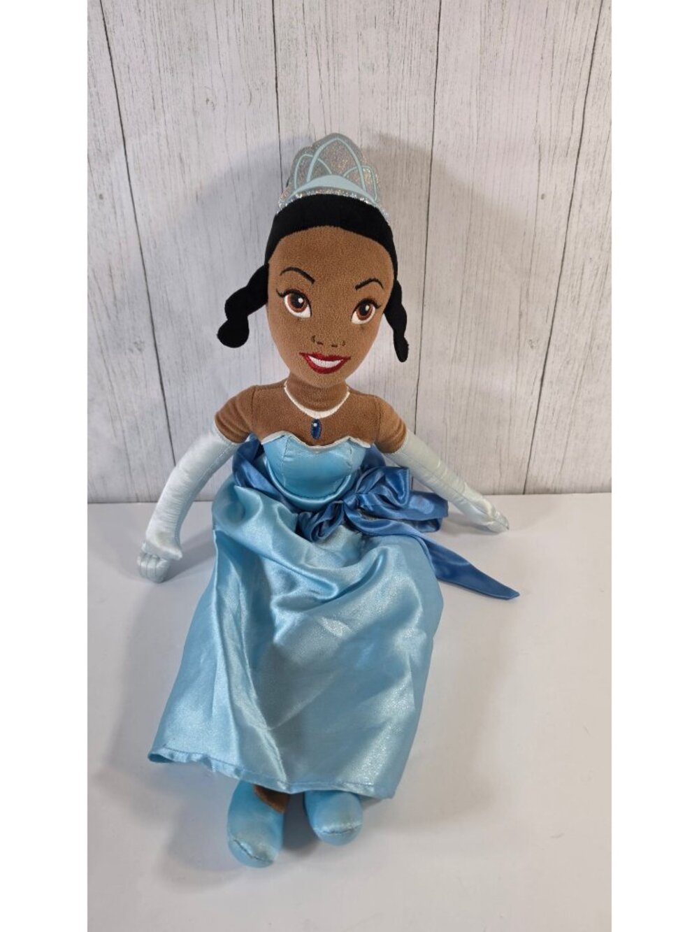 RARE DISNEY STORE TIANA PLUSH DOLL BLUE DRESS PRINCESS AND THE FROG STUFFED ANIM